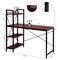 Costway 47.5'' Compact Computer Desk With 4-Tier Storage Bookshelves for Home Office